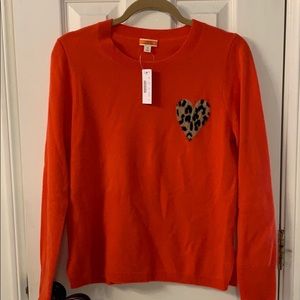 J. Crew Persimmon Leopard Cashmere Sweater
